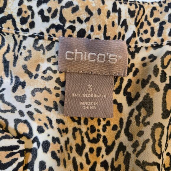 Chico's Animal Print Sheer Top Women Size 16/18 Chic Classic Preppy Feminine - Picture 3 of 12